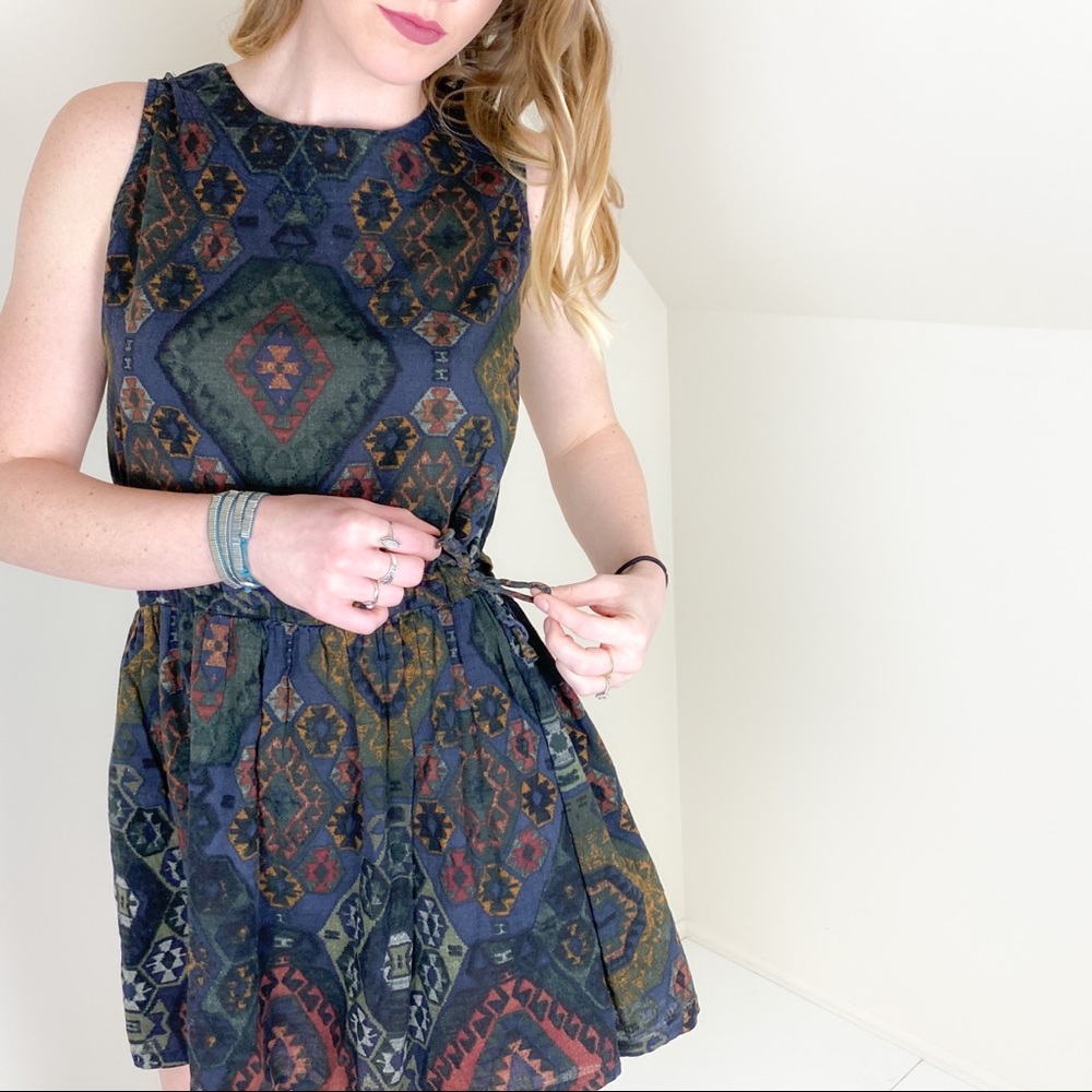 Yarou | Boho Aztec Southwestern Fit & Flare Dress